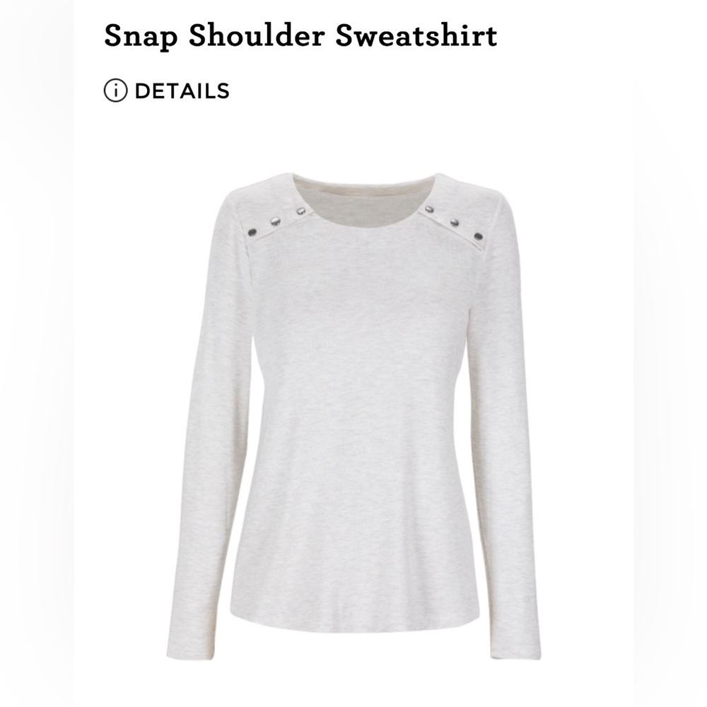 Cabi Snapshoulder Sweatshirt, XL EUC, light grey